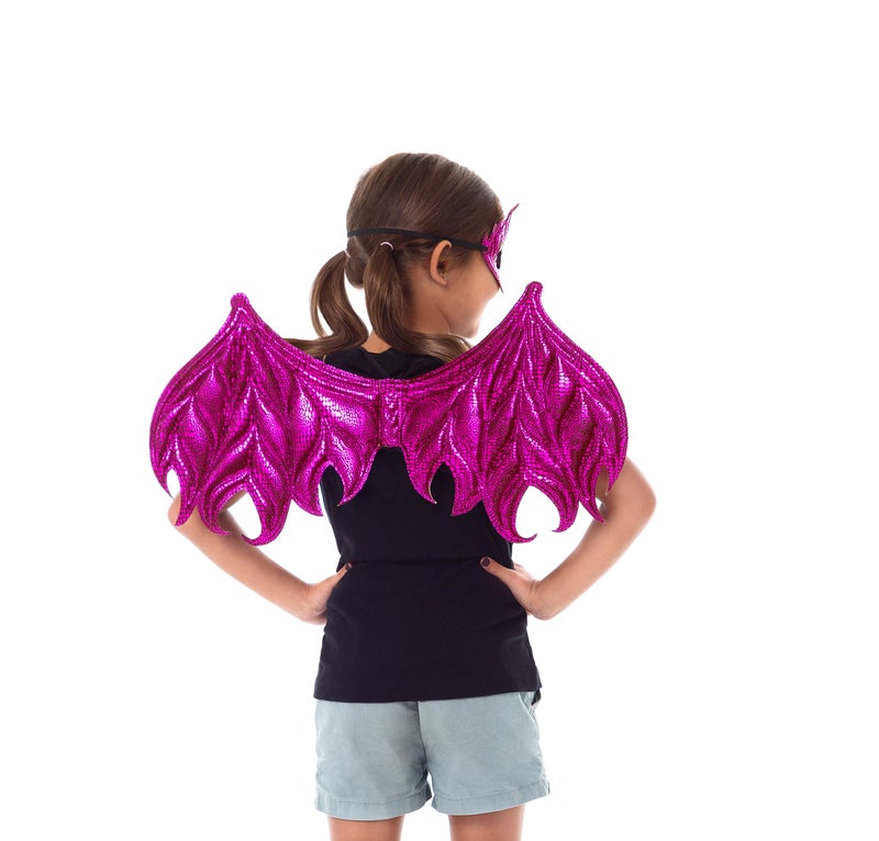 Little Adventures Reversible Dragon Mask and Wing Sets for Boys & Girls - Pink/Magenta - Image 2